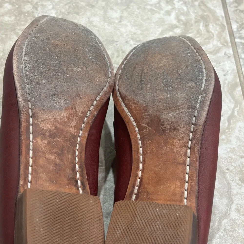 Frye Womens Burgundy Leather Penny Loafers Handsewn Made in USA Oxblood 8.5M
